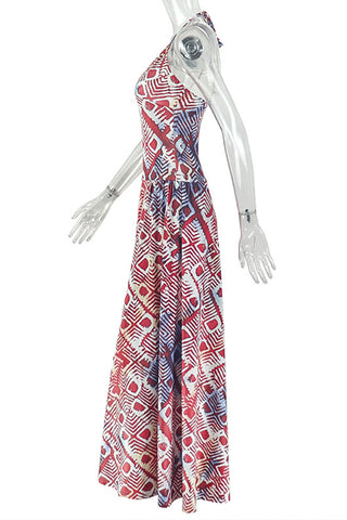 Halter Neck Patterned Maxi Dress