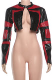 Zipper-Front Cropped Biker Jacket