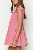 Tie-Strap Gingham Casual Dress