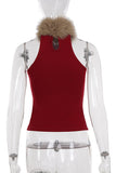Furry Sleeveless Leopard Tank