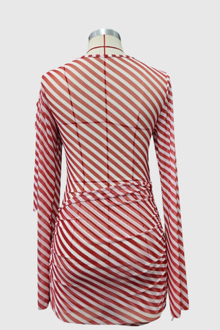 Striped Asymmetrical Vacation Dress