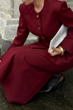 Buttoned Blazer and Skirt Set