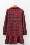 Plaid Ruffle Hem Casual Dress