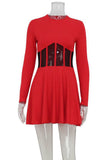 Mesh Panel Flared Night Out Dress