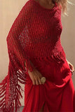 Fringe-Trim Open-Knit Cover-Up