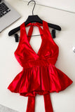 Pleated Halter Tank Top