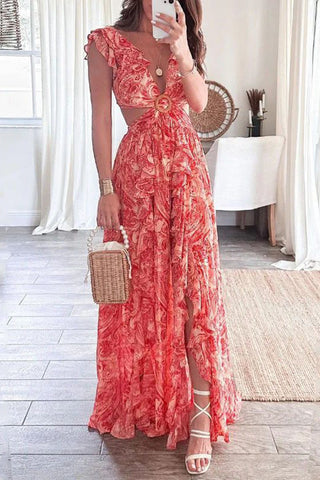 V-Neck Floral Maxi Dress