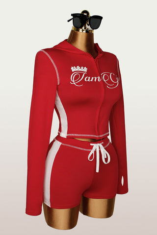 Zip-Up Hoodie and Shorts Set