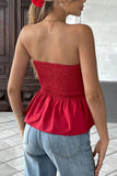 Smocked Strapless Peplum Top