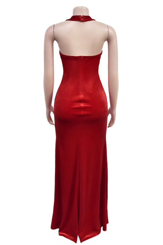 Lace-Up Halter Maxi Dress