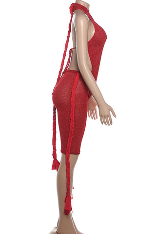 Halter Neck Braided Romper