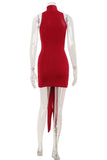 Tie-Front High Neck Mini Dress