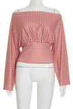 Off-Shoulder Striped T-Shirt