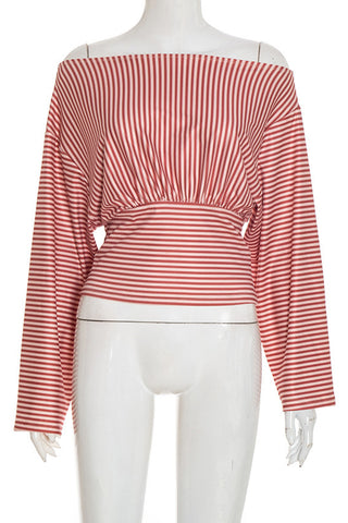 Off-Shoulder Striped T-Shirt
