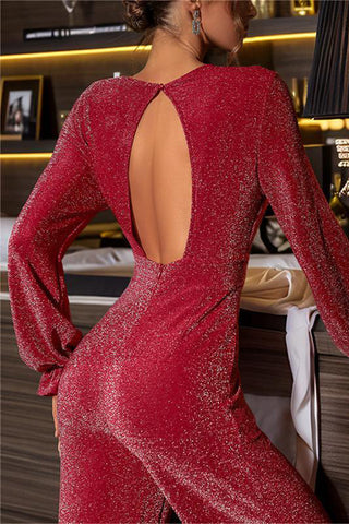 Glittering Long-Sleeve Jumpsuit