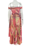 Off-Shoulder Printed Maxi Dress