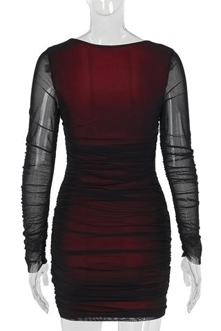 Sheer Long Sleeve Casual Dress