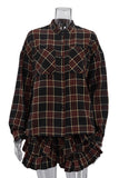 Plaid Button-Up Skirt Set