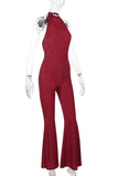 Halter Neck Flare Leg Jumpsuit