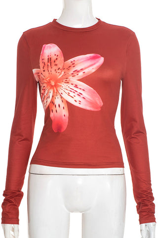 Floral Print Long Sleeve Blouse