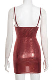 Strappy Croc-Embossed Mini Dress