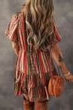 Bohemian Print Tiered Mini Dress