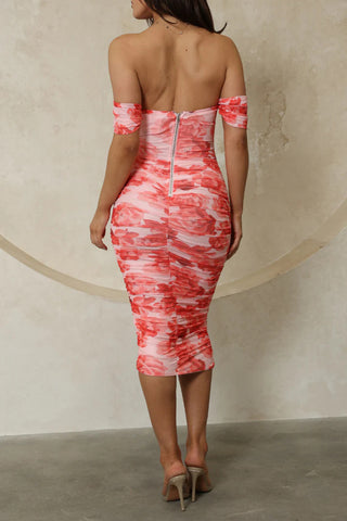 Off-Shoulder Floral Midi Dress