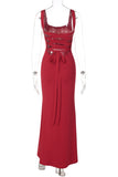 Elegant Evening Gown with Square Neckline