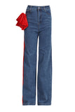 High-Waist Straight-Leg Jeans with Bow