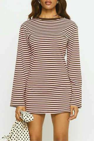 Striped Long Sleeve Casual Dress
