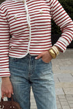 Button-Front Striped Cardigan