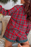 Festive Plaid Patched 2-Piece Pajama Set