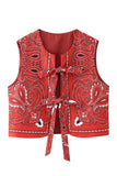 Tie-Front Paisley Print Vest