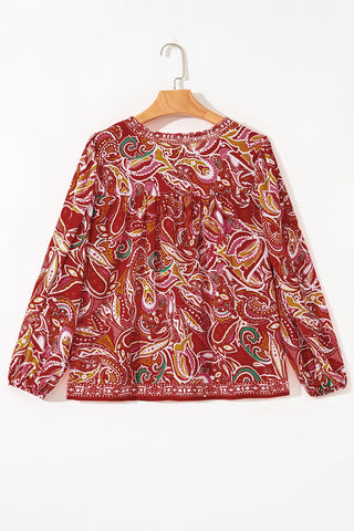 Paisley Patterned Peasant Blouse