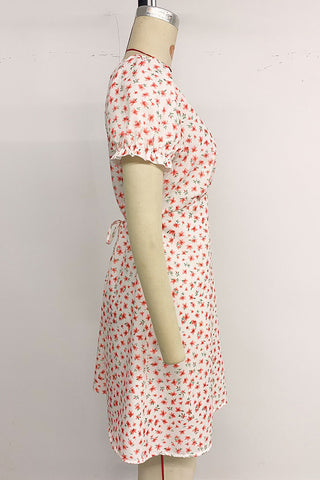 V-Neck Floral Casual Dress