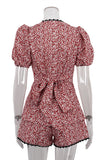 Floral Print Short Set with Lace Trim