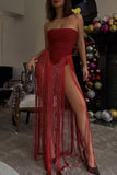 Fringe-Side Evening Dress