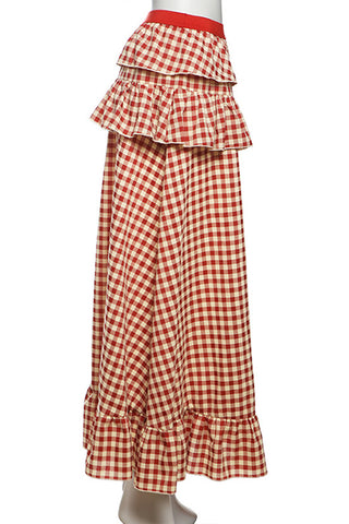 Gingham Ruffle Split Skirt