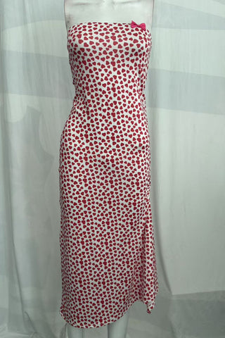 Strapless Heart Print Midi Dress