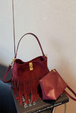 Fringe Accent Shoulder Crossbody Bag