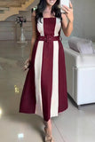 Striped Belted Midi Dress