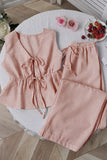 Striped Tie-Front Pants Set