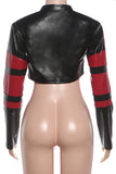 Zipper-Front Cropped Biker Jacket