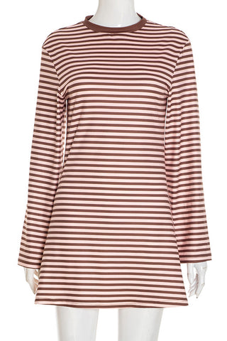 Striped Long Sleeve Casual Dress