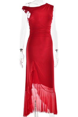 Off-Shoulder Slit Midi Dress