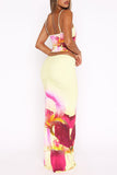 Floral Print Camisole and Maxi Skirt Set