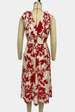 Floral Print Sleeveless Midi Dress