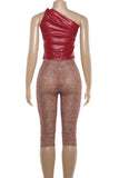 Asymmetric Top and Cropped Pants Set