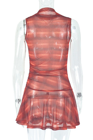 Sleeveless Patterned Casual Dress