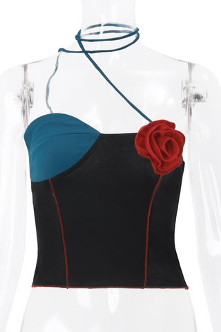 Asymmetric Floral Appliqué Tank Top